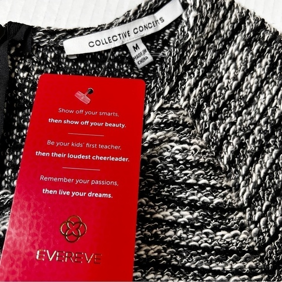 NWT EVEREVE Collective Concepts Anna Striped Knit Dress Black White Size M - Picture 13 of 16